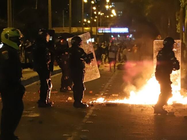 Los manifestantes se enfrentaron con el Escuadrón Móvil Antidisturbios. Foto: Cortesía