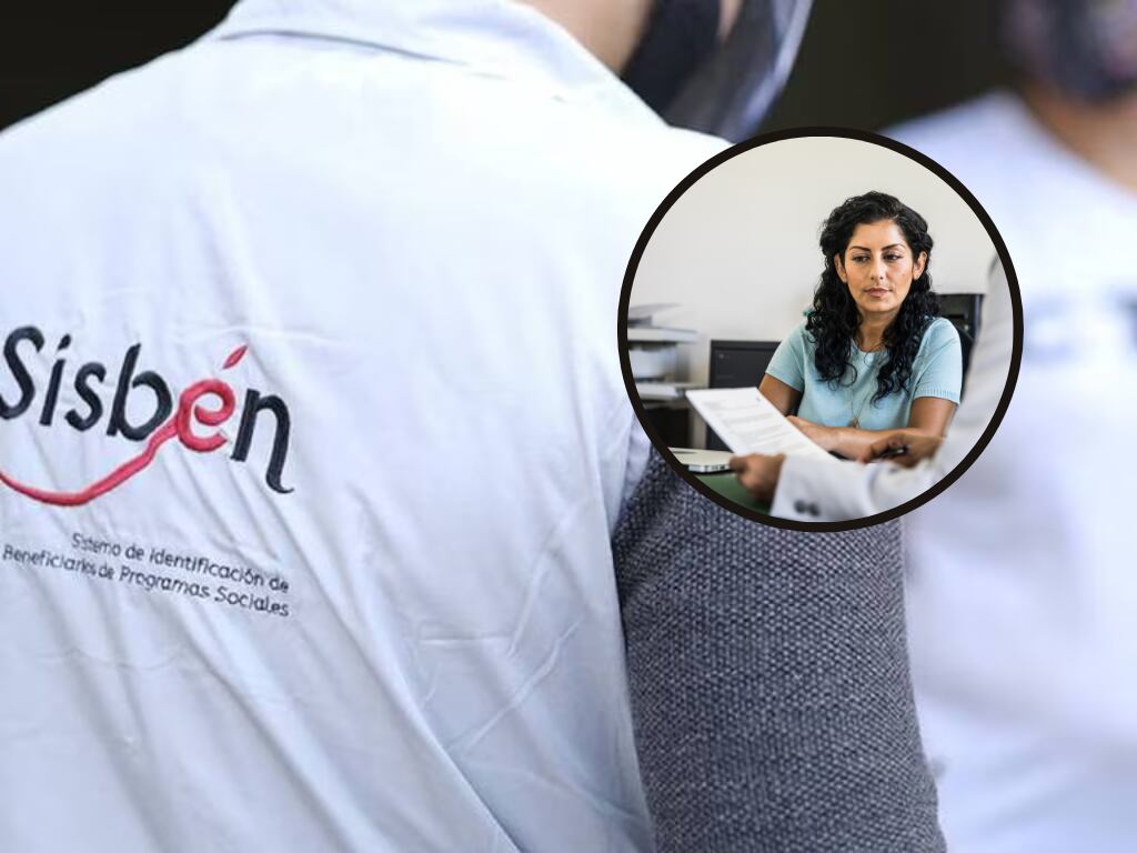 Encuestador del Sisbén y de fondo una persona siendo encuestada por la entidad. (Fotos vía Getty Images)