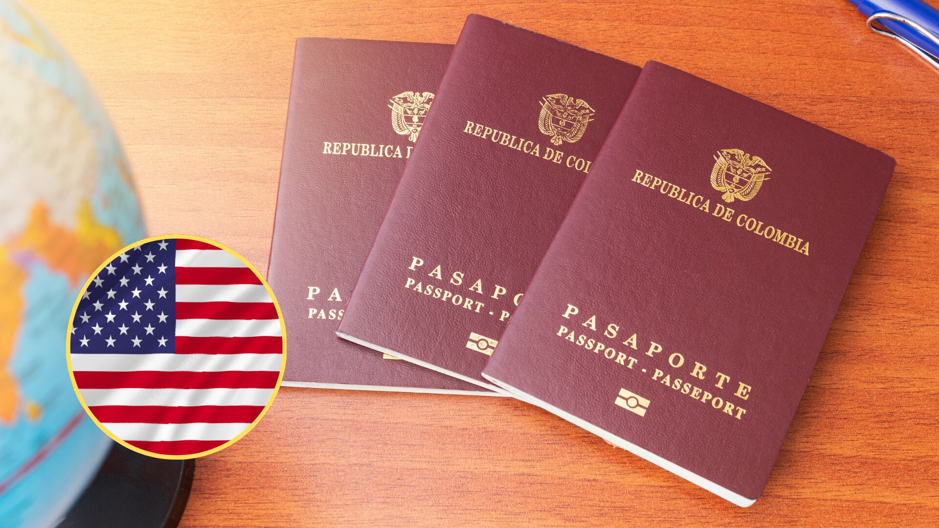 Pasaportes, bandera de Estados Unidos. Foto: Getty Images