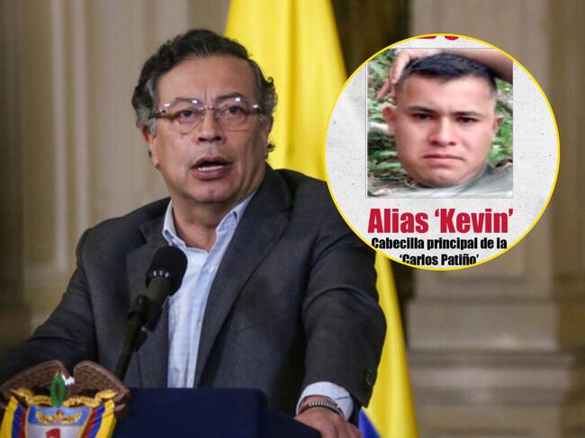 Presidente Gustavo Petro y alias 'Kevin'. Fotos: (Colprensa - Catalina Olaya) / Suministrada