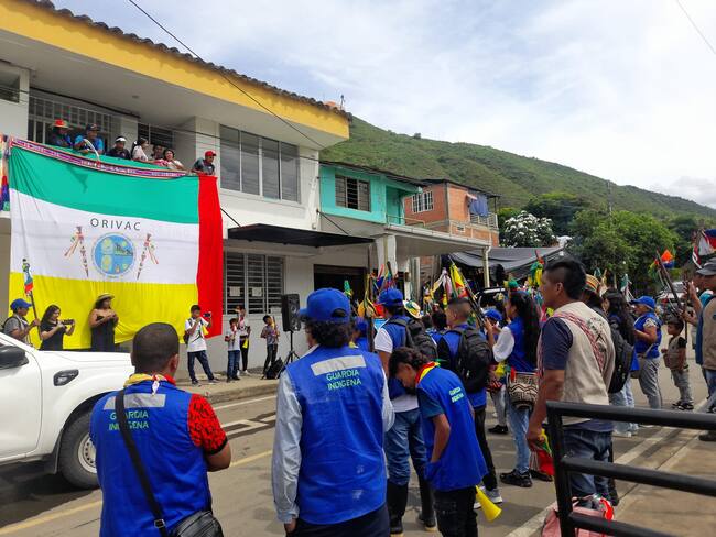 La manifestación ha generado obstáculos en el funcionamiento habitual de diversas dependencias administrativas. Foto: Facebook Cabildo Mayor Indígena Cañón Río Pepitas