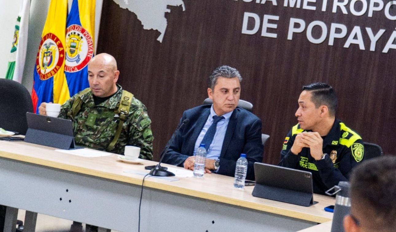 Autoridades de Popayán en consejo de seguridad. Crédito: Alcaldía de Popayán.