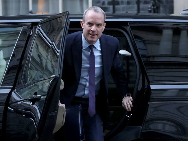 LONDON, ENGLAND - FEBRUARY 07: British Justice Secretary and Deputy Prime Minister Dominic Raab arrives to attend the weekly meeting at Number 10 in Downing Street on February 7, 2023 in London, England. The Prime Minister held a mini reshuffle of his Cabinet this morning, appointing Greg Hands as party chairman. Grant Shapps, Michelle Donelan, Kemi Badenoch and Lucy Frazer have been given new ministerial positions. Sunak also created four new government departments including a new Department for Energy Security and Net Zero headed by Grant Shapps. (Photo by Dan Kitwood/Getty Images)