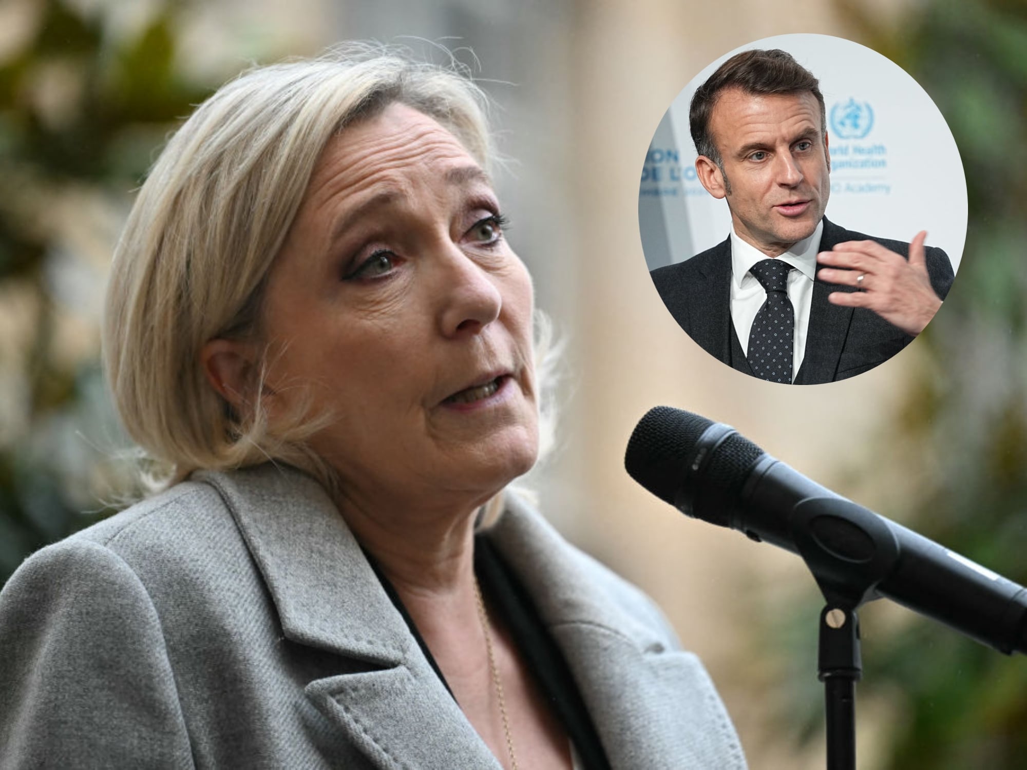 Marine Le Pen. I Foto: LOU BENOIST/AFP via Getty Images. Emmanuel Macron. I Foto: LAURENT CIPRIANI/POOL/AFP via Getty Image.