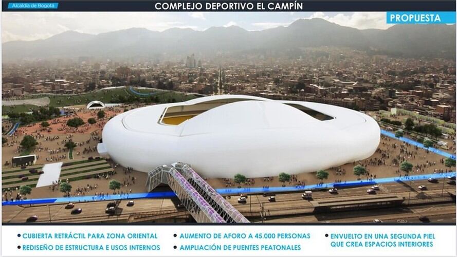 Así es la propuesta de remodelación para el Estadio El Campín. Foto: Colprensa
