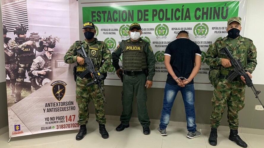 Capturan a presunto sicario del Clan del Golfo en Chinú, Córdoba.Foto:prensa Ejército.