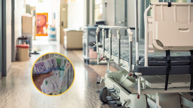 Dinero colombiano y un hospital (Fotos vía Getty Images)