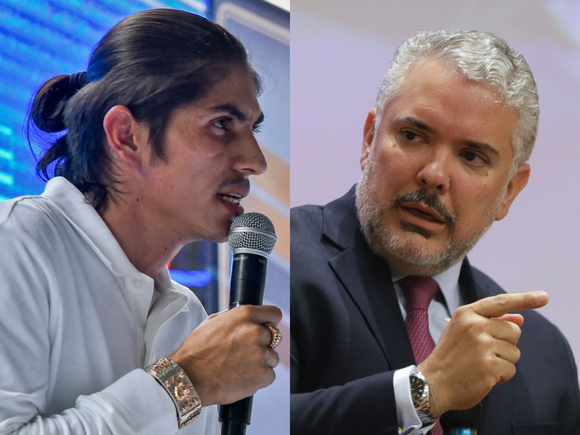 Alias 'Andrey' y el expresidente de Colombia Iván Duque. Fotos: Getty Images y Colprensa.