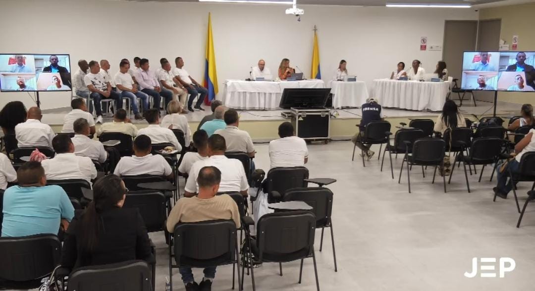 Audiencia de la JEP desde Montería. Foto: captura de video.