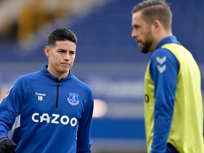 James Rodríguez se lesionó en el calentamiento del Everton. Foto: Getty Images