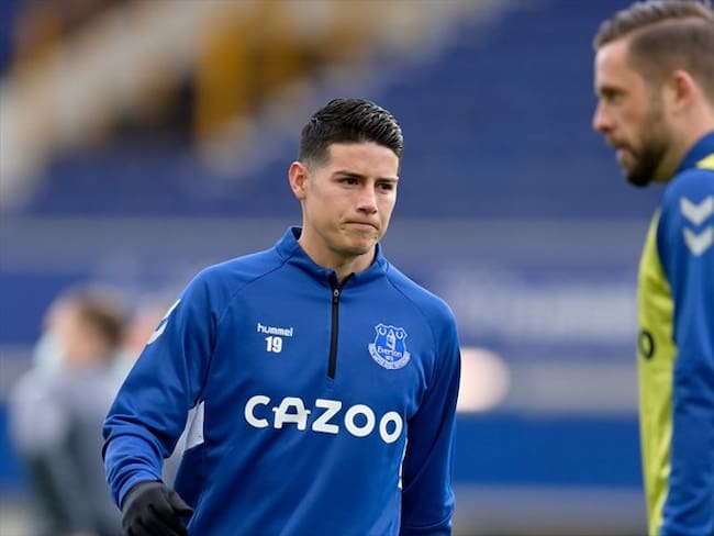 James Rodríguez se lesionó en el calentamiento del Everton. Foto: Getty Images