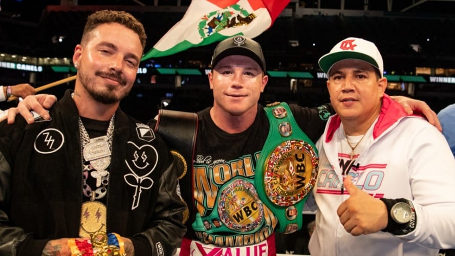 Presentación de J Balvin en la pelea ‘Canelo’ vs. Yildirim. Foto: Twitter: @Canelo