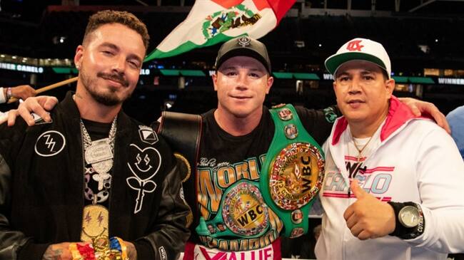 Presentación de J Balvin en la pelea ‘Canelo’ vs. Yildirim. Foto: Twitter: @Canelo