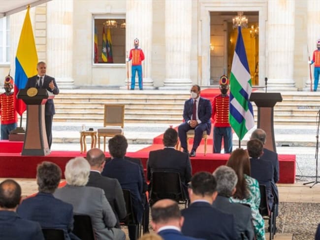 Acto de inicio de funciones de Sergio Díaz-Granados, como presidente de CAF. Foto: Presidencia de la República