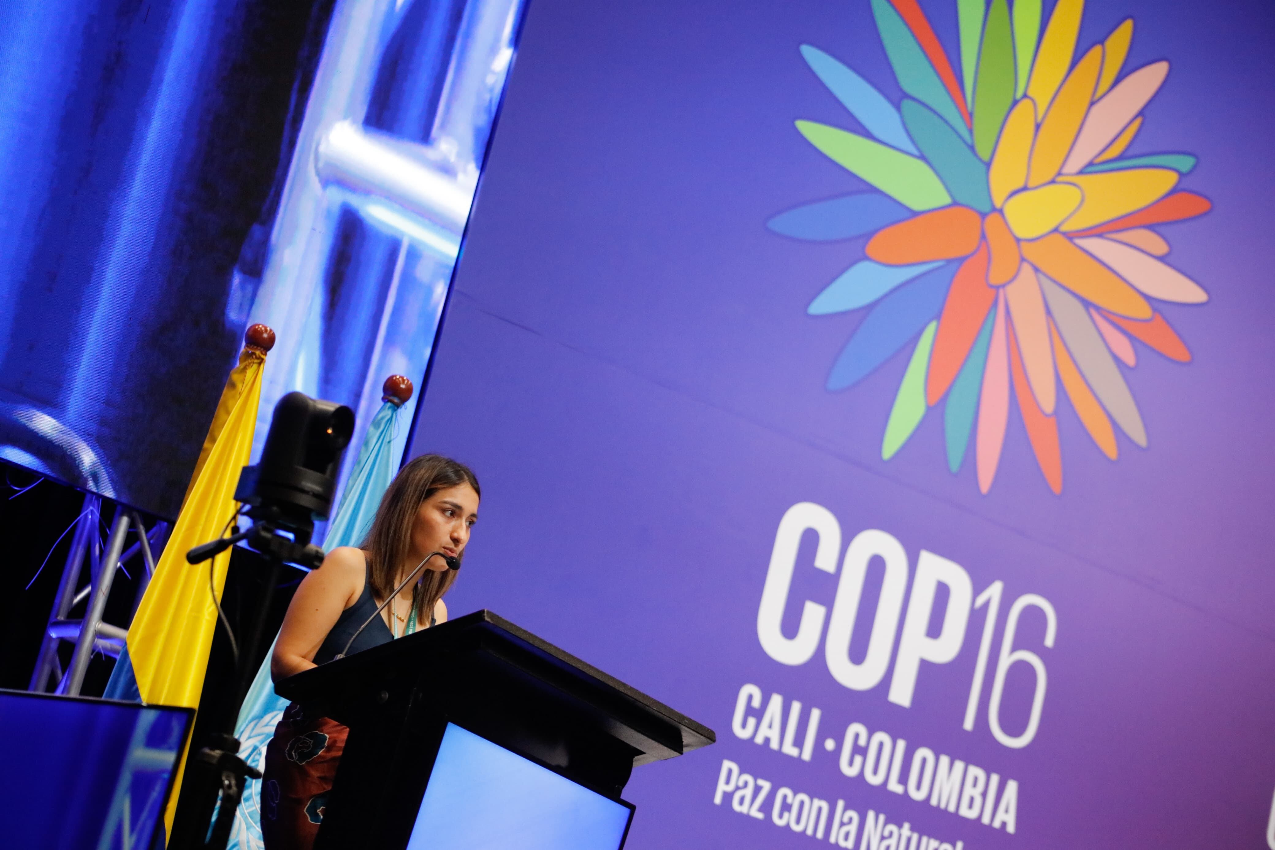 Laura Sarabia en la COP16. Foto: Presidencia