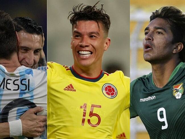 Lionel Messi, Mateus Uribe y Marcelo Martins. Foto: UAN MABROMATA/POOL/AFP via Getty Images - PAOLO AGUILAR/POOL/AFP via Getty Images - AIZAR RALDES/POOL/AFP via Getty Images