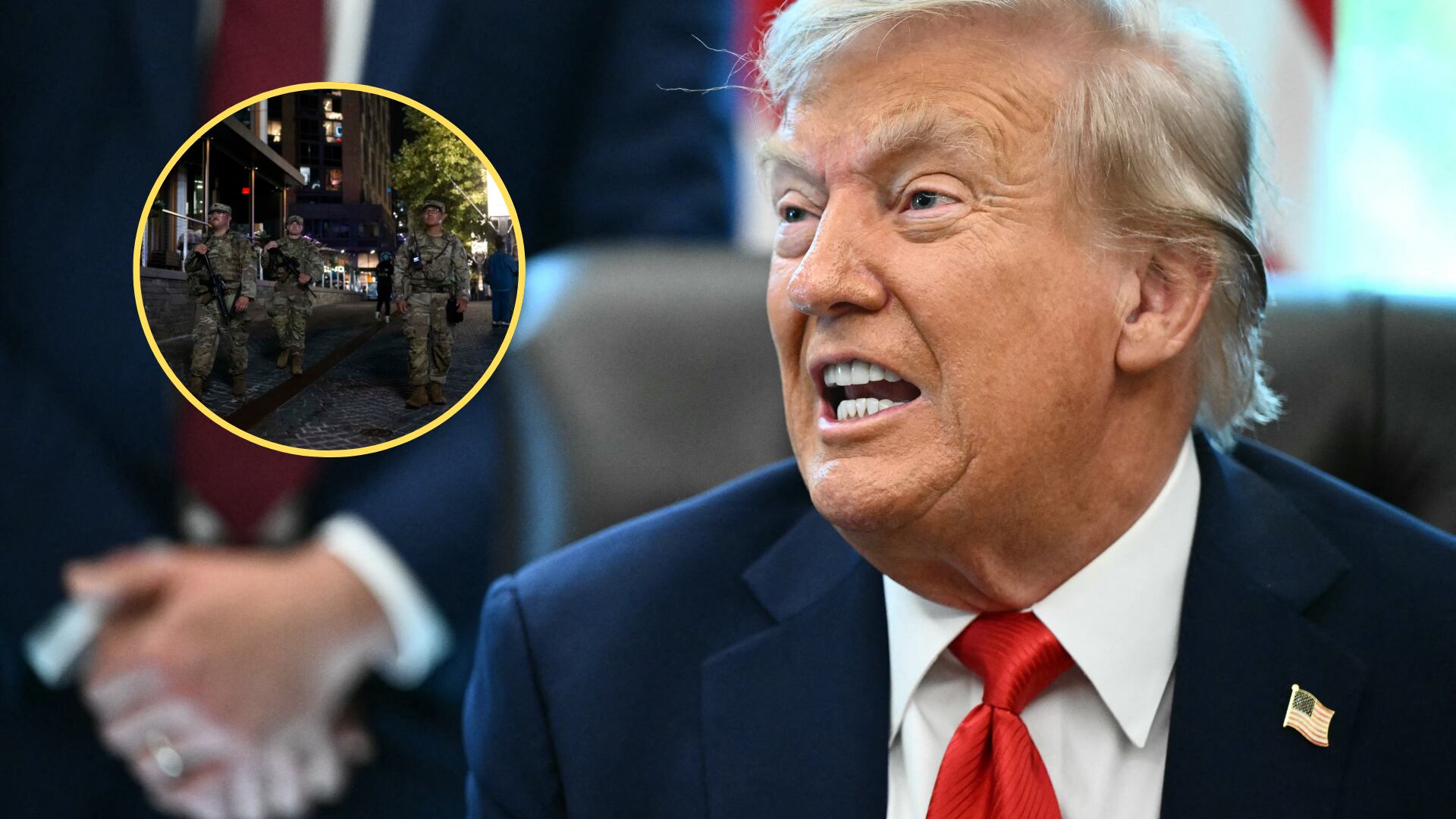 Donald Trump, presidente de Estados Unidos, militares en las calles de Washington. Foto:  MANDEL NGAN/AFP via Getty Images/ Craig Hudson For The Washington Post via Getty Images