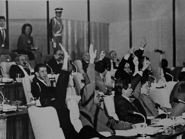 Momento de una de las votaciones de la plenaria de la constituyente en 1991. Foto: Colprensa