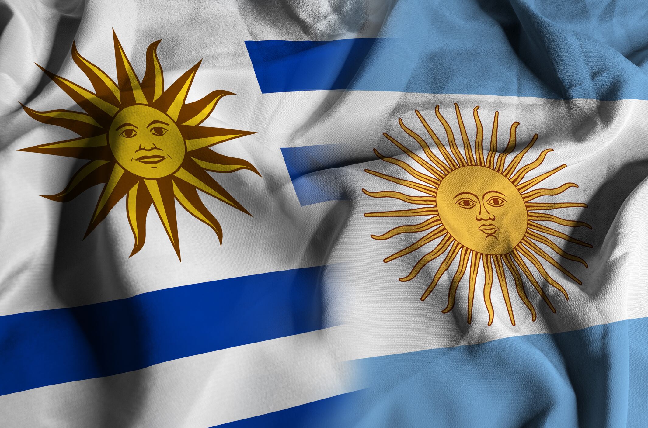 Banderas de Uruguay y Argentina imagen de referencia. Foto: Getty Images.