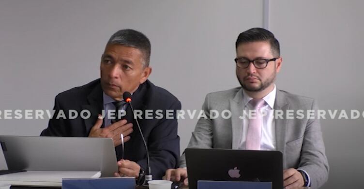 Coronel (r) Alejandro Cabuya ante la JEP. Foto: Cortesía: Rafael Aristizábal