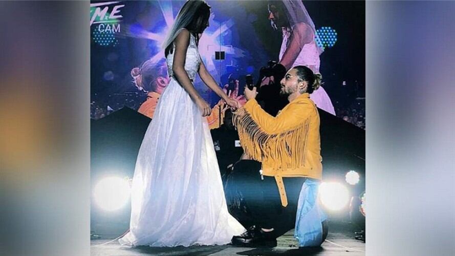 Maluma "se casó" con una fan en pleno concierto en Argentina. Foto: Instagram