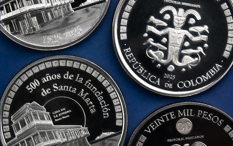 Moneda conmemorativa del Quinto Centenario de Santa Marta. Foto: Cortesía Banco de la República.