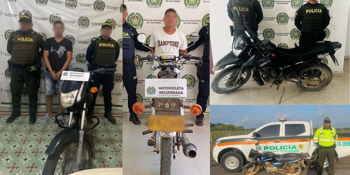 El valor total de los vehículos recuperados se estima en aproximadamente 30 millones de pesos.// Policía del Magdalena.