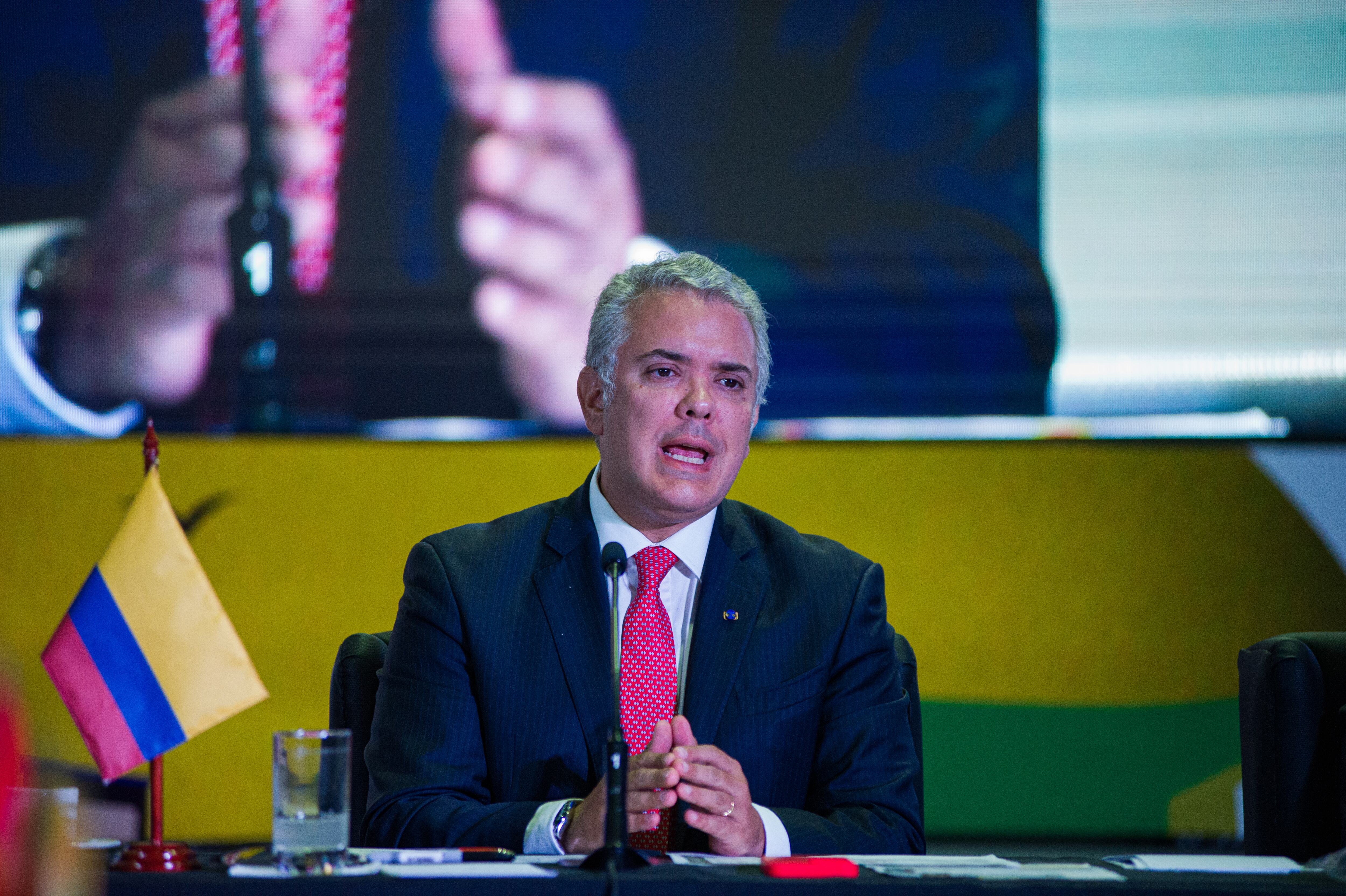 Iván Duque, presidente de Colombia, en la instalación de la 'Semana de Seguridad Ciudadana 2022', en Bogotá, Colombia. (Photo by Sebastian Barros/NurPhoto via Getty Images)
