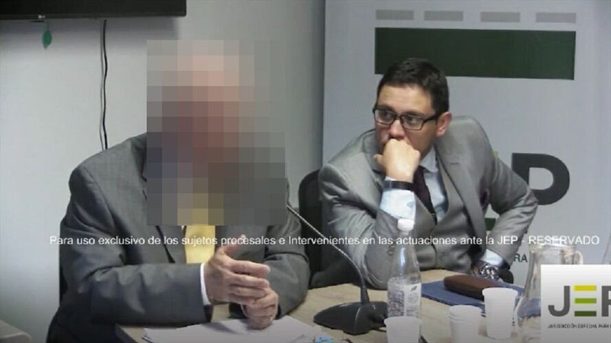 La W tuvo acceso en exclusiva a la versión del coronel (r) H. N. (a quien le protegemos su nombre por motivos de seguridad). Foto: Jurisdicción Especial para la Paz (JEP)