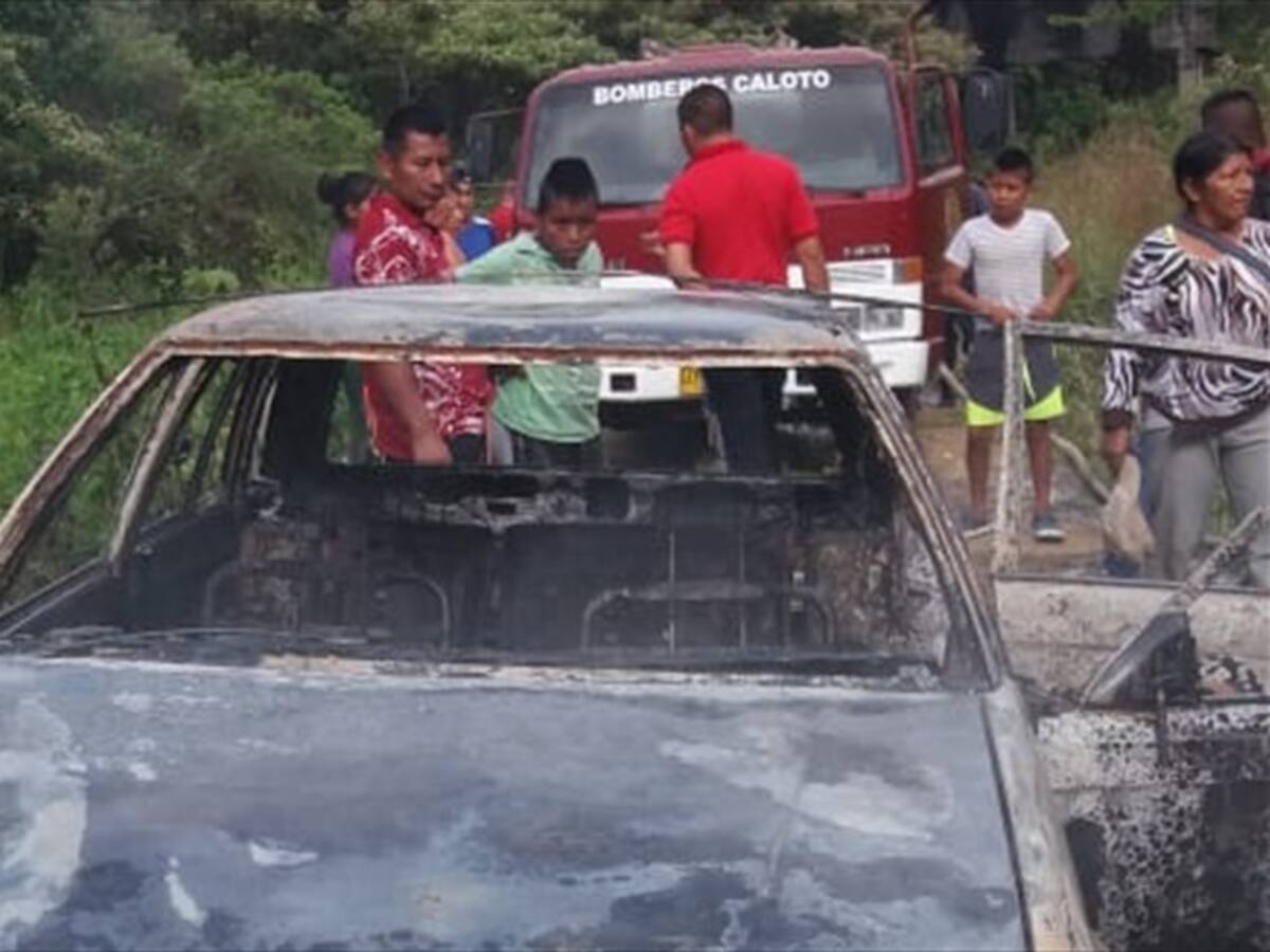 Una persona fue incinerada al interior de un vehículo en Caloto, Cauca