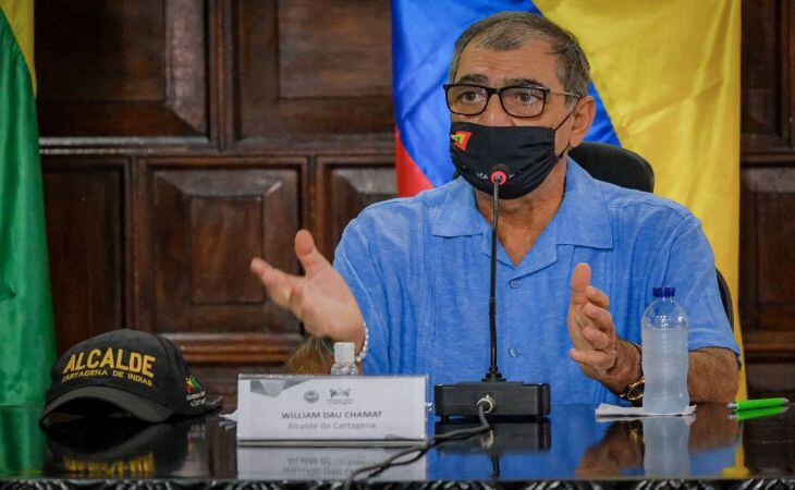 William Dau, alcalde de Cartagena, junto a parte de su gabinete. Crédito: Cortesía.