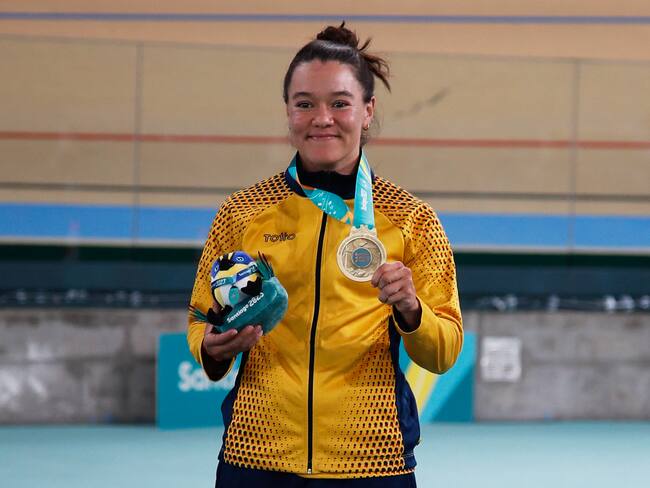 Martha Bayona ganó la medalla de oro en keirin. (Photo by Javier TORRES / AFP) (Photo by JAVIER TORRES/AFP via Getty Images)