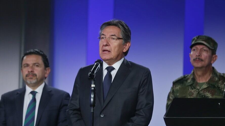 Fiscal y cúpula de las Fuerzas Armadas entregan detalles de la investigación por atentado en Escuela General Santander. Foto: Colprensa