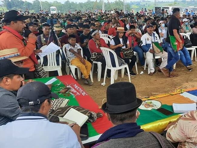 Las comunidades siguen concentradas en el sector de El Pital, donde se reunieron con una comisión del Gobierno Nacional . Foto: Cric
