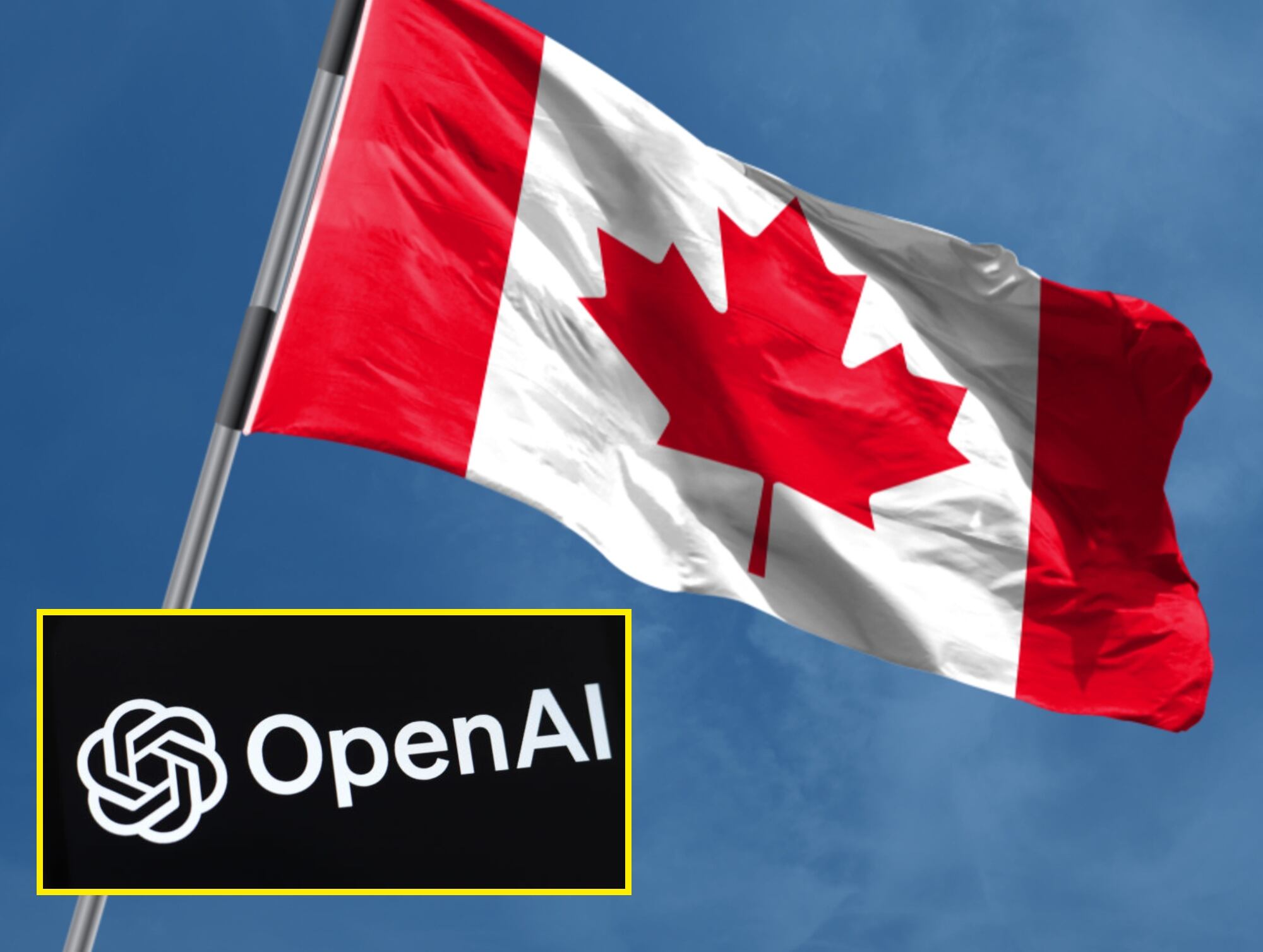 Bandera de Canadá. I Foto: Getty Images. Logo de OpenAI. I Foto: Jaque Silva/NurPhoto via Getty Images.