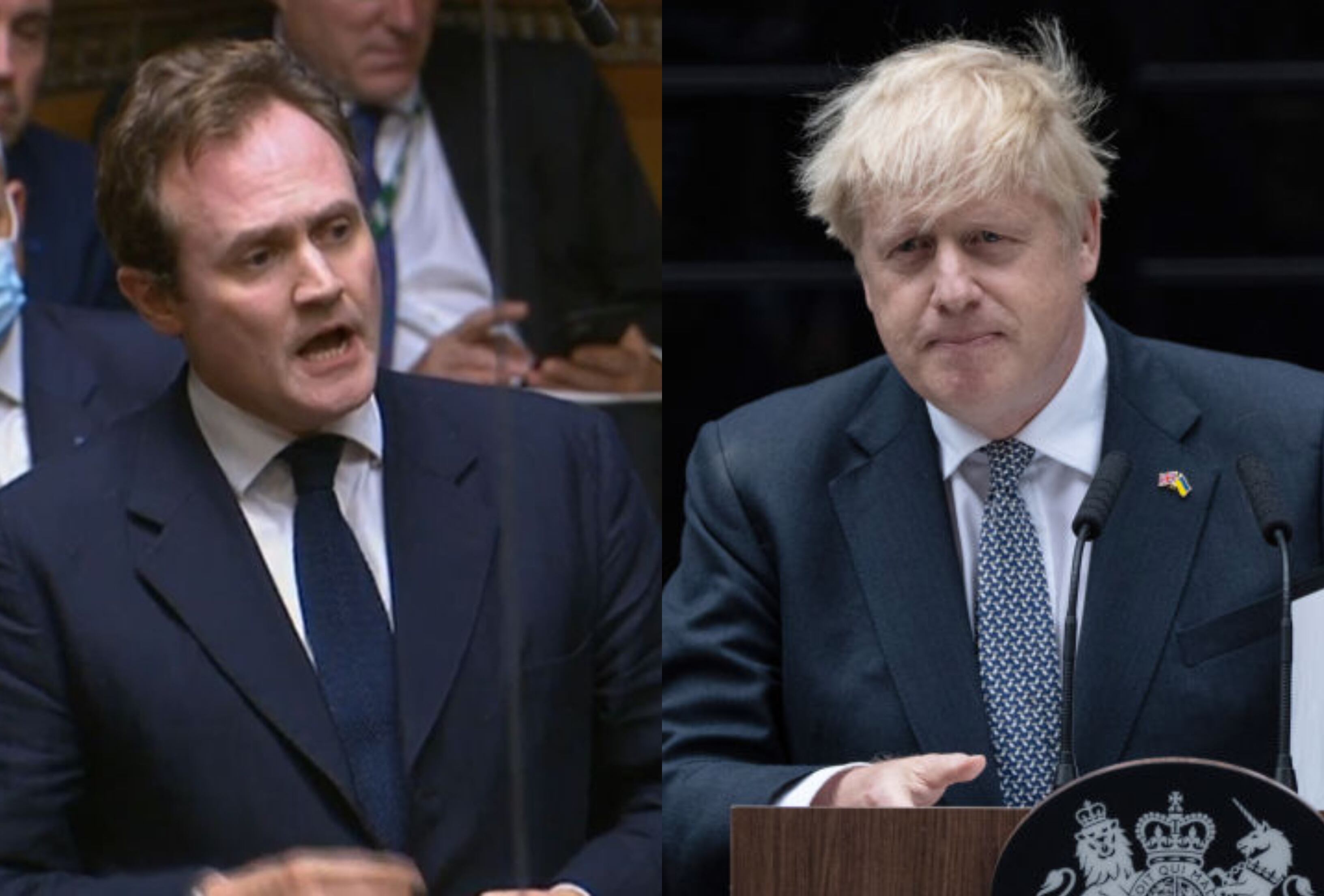 Tom Tugendhat y Boris Johnson. Fotos: GettyImages