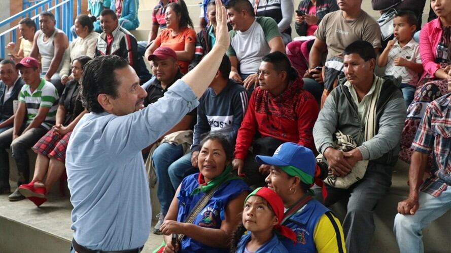 El funcionario del Gobierno repudió una vez más la masacre y reiteró el compromiso para sacar adelante el Plan Social ordenado por el presidente Iván Duque. Foto: Alto Comisionado para la Paz
