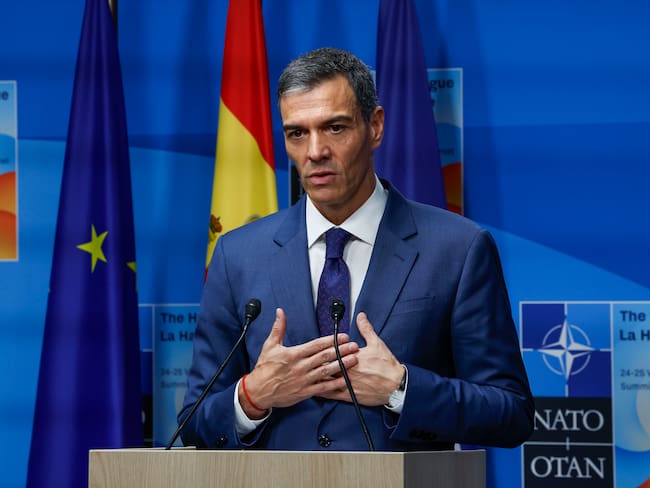 FOTODELDÍA - LA HAYA, 25/06/2025.- El presidente del Gobierno de España, Pedro Sánchez, ofrece una rueda de prensa en el marco de la cumbre de la OTAN que se celebra, este miércoles, en La Haya, Países Bajos. EFE/J.J. Guillén