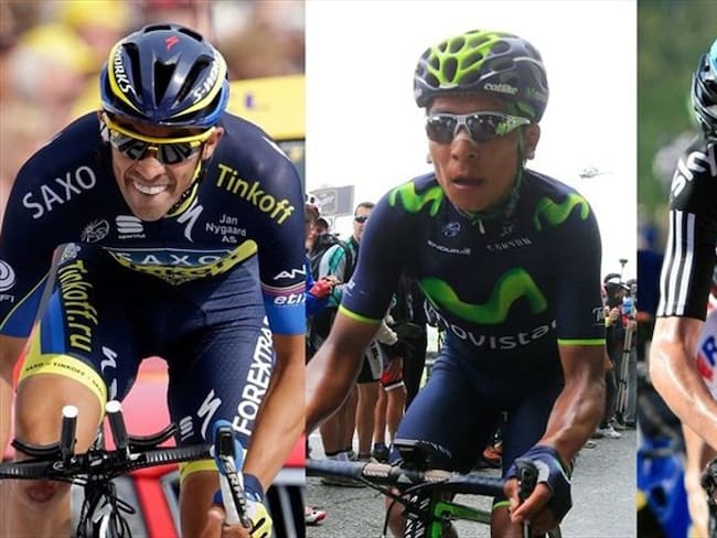 Alberto Contador, Nairo Quintana y Chris Froome. Foto: Colprensa.