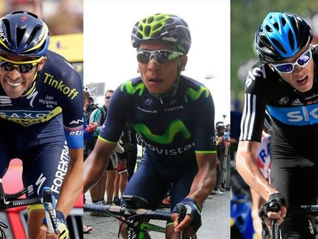 Alberto Contador, Nairo Quintana y Chris Froome. Foto: Colprensa.