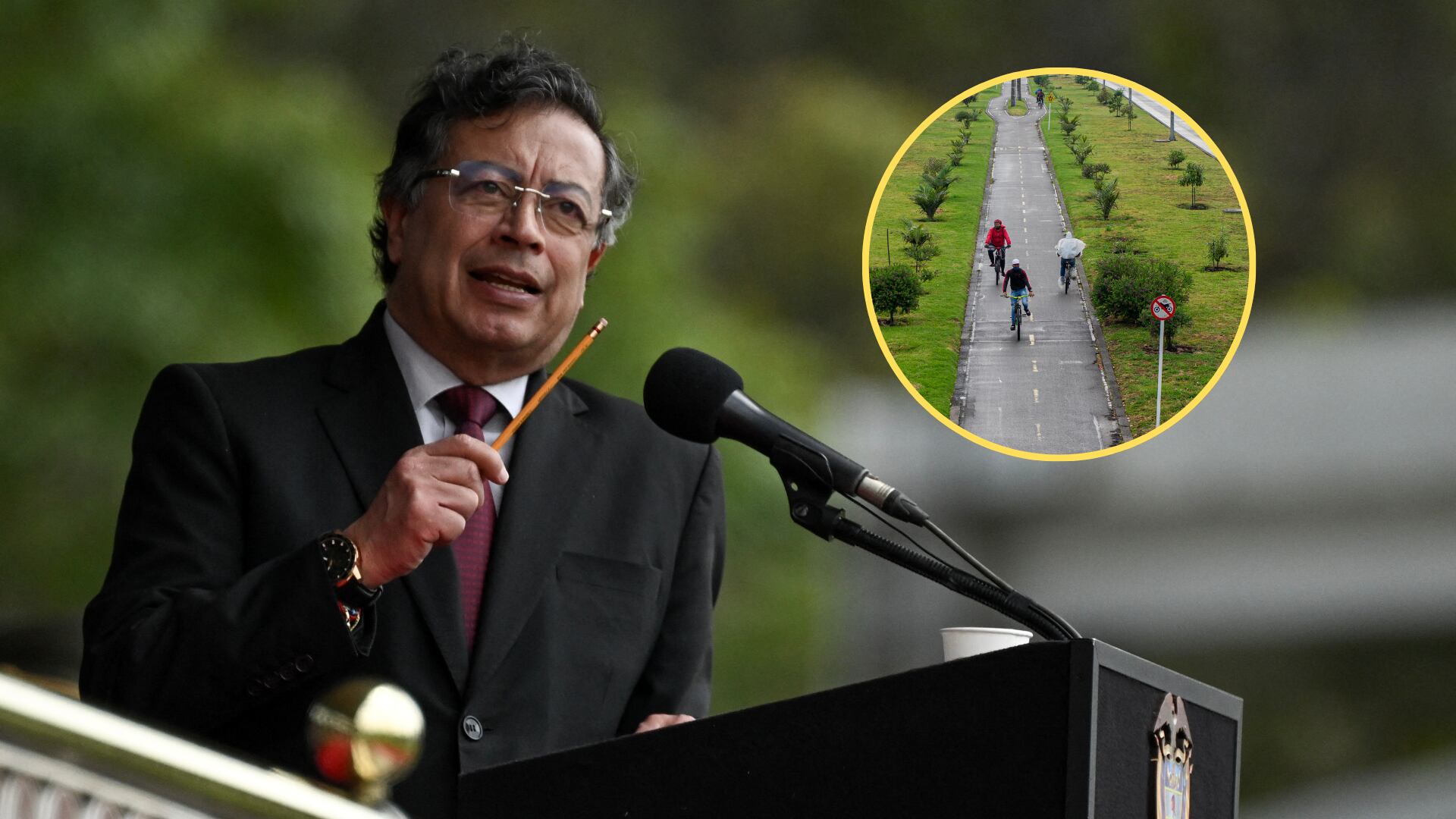 Gustavo Petro. Foto: Getty Images. — Ciclorruta. Foto: Getty Images.