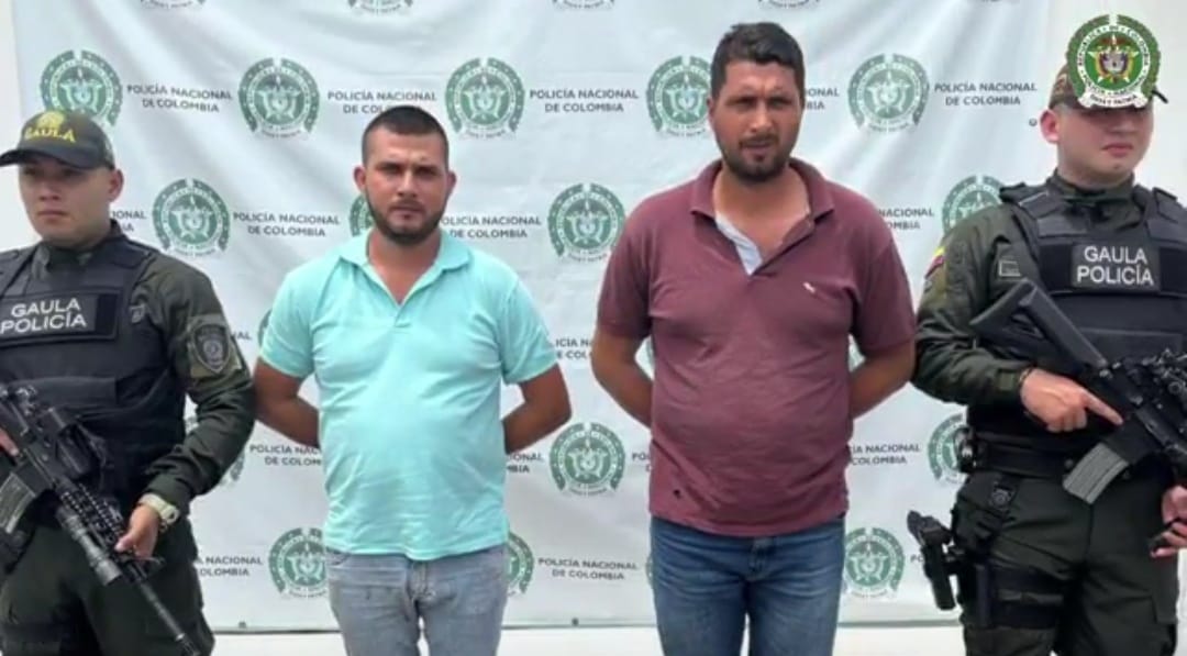 Alias "Brayan" y alias "Efraín" presuntos responsables del secuestro del padre de la alcaldesa de Sardinata / Foto: Policía Nacional