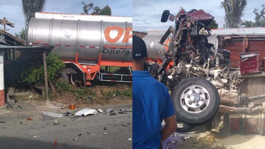 El siniestro ocurrió en la vía Medellín–Yarumal, a la altura de Llanos de Cuivá, por un accidente entre dos camiones. Foto: Isabel Escobar (W Radio)