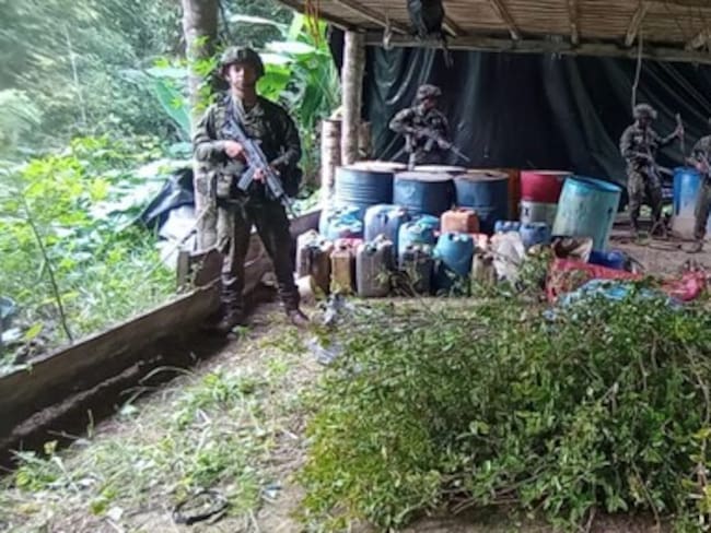 Armada destruyó siete laboratorios para procesamiento de pasta de base de coca. Foto: Suministrada.
