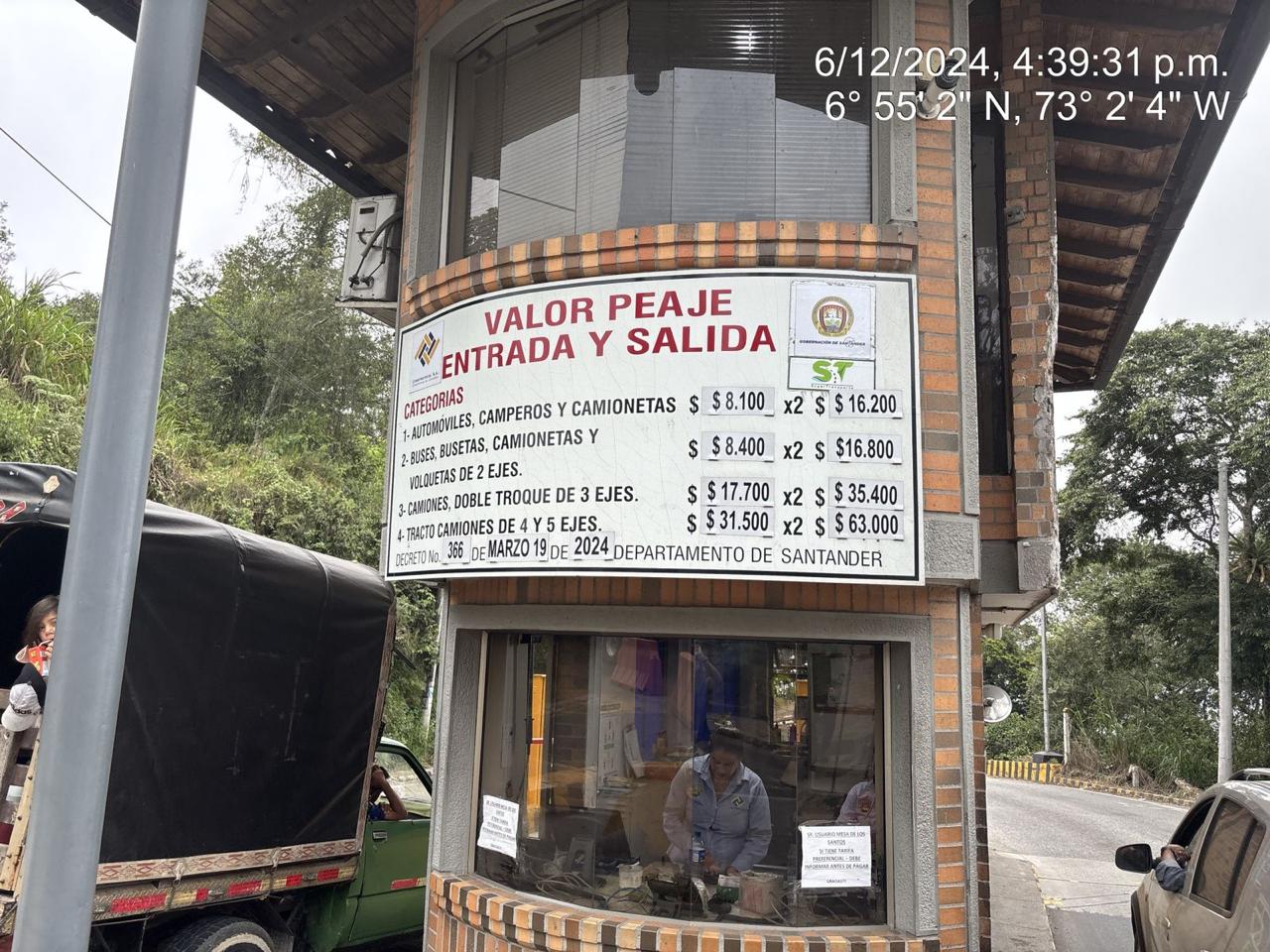 Gobernación de Santander asumirá recaudo de peaje de Los Santos por seis meses. Foto: Suministrada