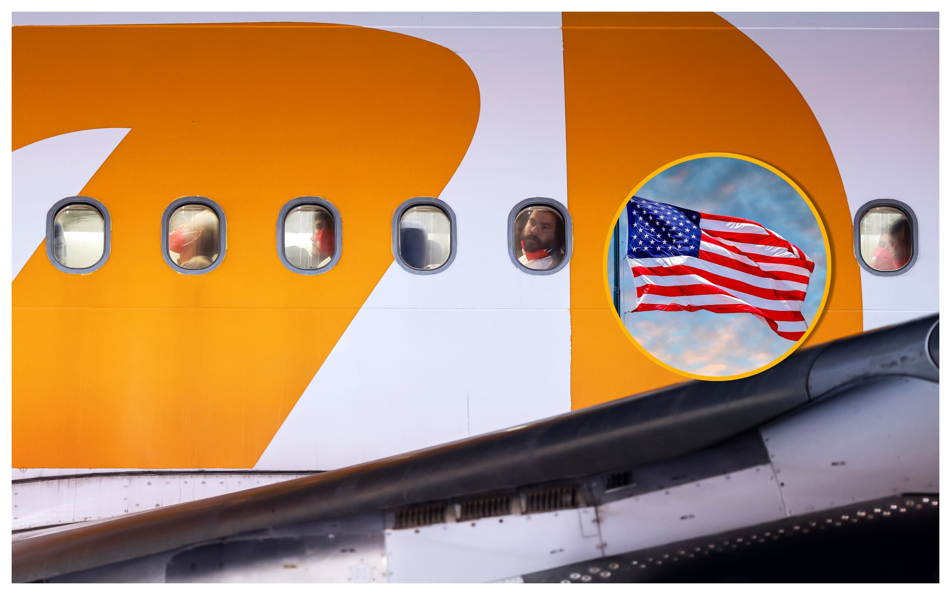 Vuelo de portados y bandera de EE.UU. Foto: Jesus Vargas/picture alliance/Roberto Machado Noa vía Getty Images. 