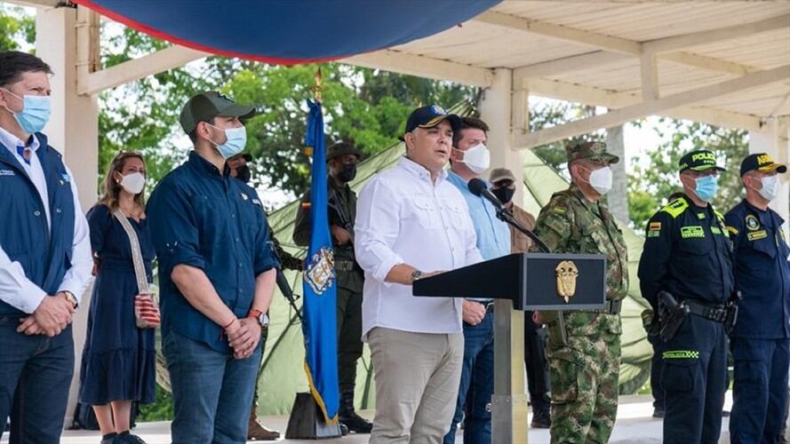 Presidente Iván Duque en la condecoración de tropas que capturaron a alias 'Otoniel'. Foto: Presidencia