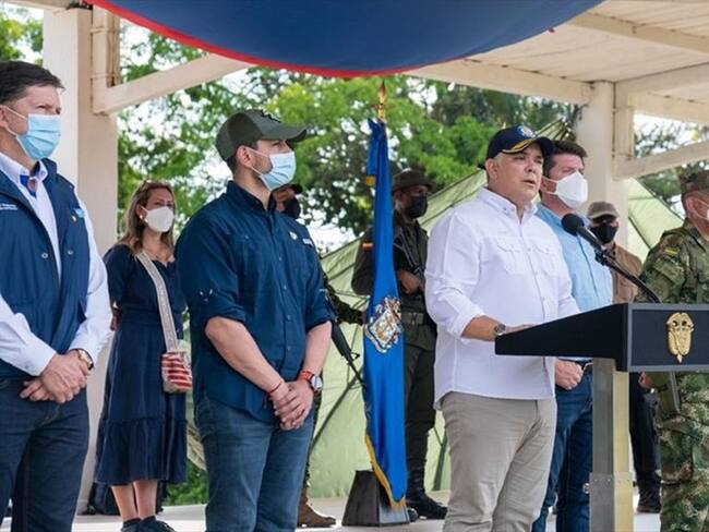 Presidente Iván Duque en la condecoración de tropas que capturaron a alias 'Otoniel'. Foto: Presidencia