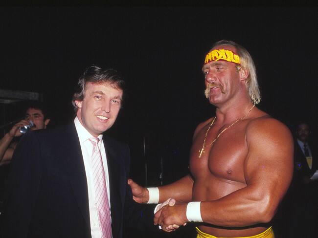 Donald Trump y Hulk Hogan en 1987. Foto: Jeffrey Asher/ Getty Images.
