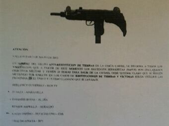 Foto: Panfleto con amenazas.